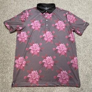 Boston Scott Golf Polo Shirt Mens XL Floral Pink Modern Fit Moisture Wicking‎